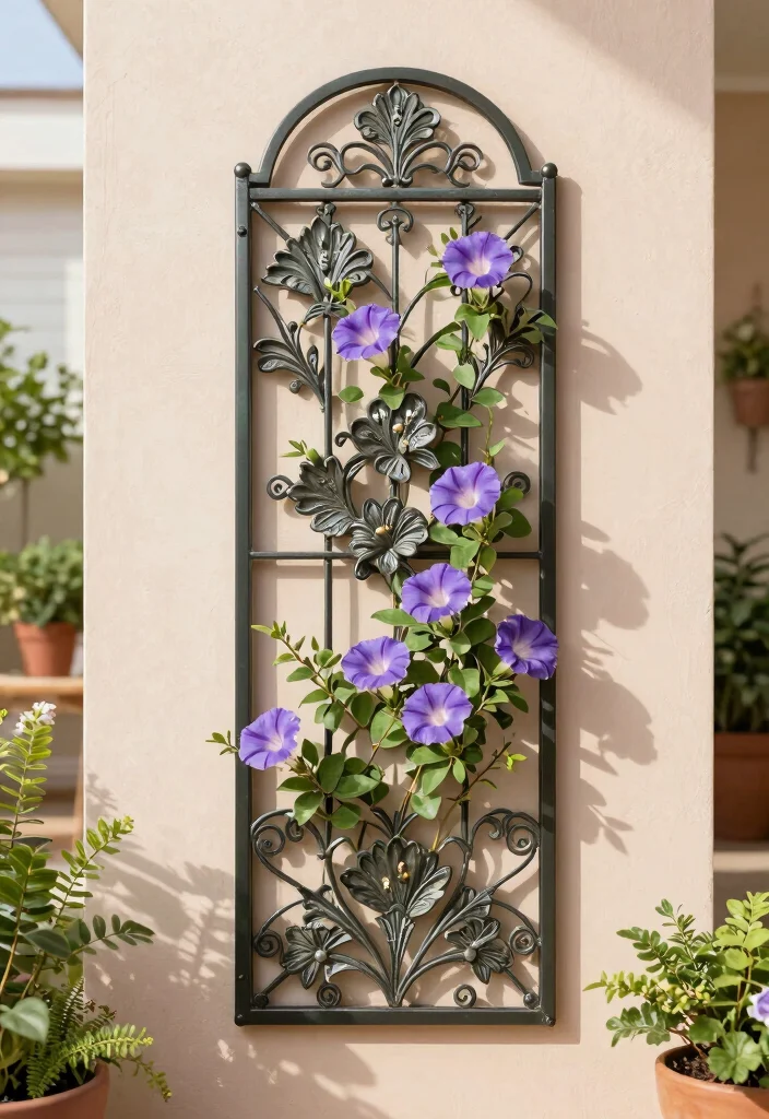 16 Small Trellis Ideas That Add Vertical Garden Style - 5. Decorative Metal Screen Trellis 1