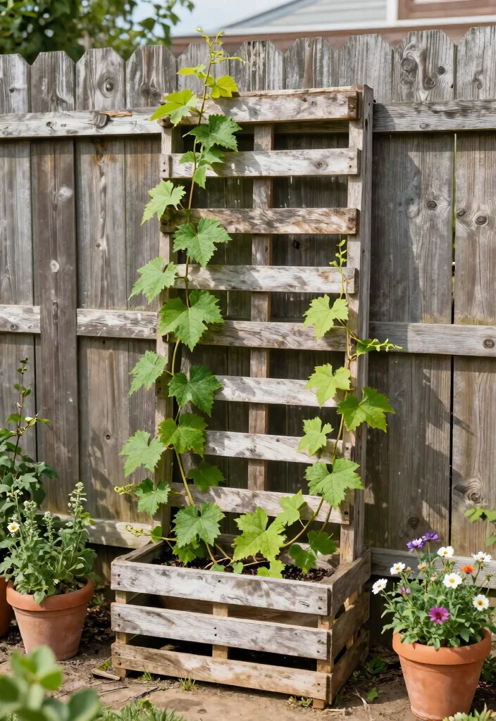 16 Small Trellis Ideas That Add Vertical Garden Style - 6. DIY Pallet Trellis 1