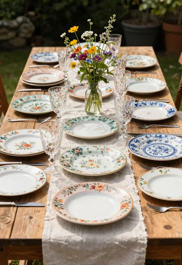 16 Vintage Patio Ideas That Feel Timeless & Charming - 5. Vintage Tableware 1