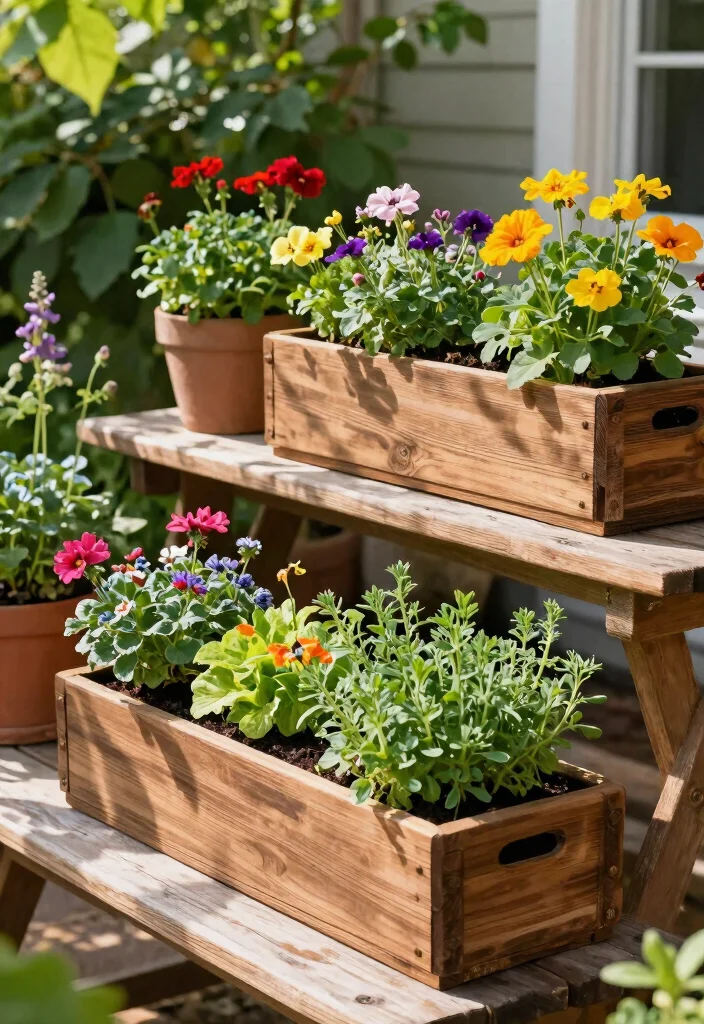 16 Vintage Patio Ideas That Feel Timeless & Charming - 6. Planter Boxes with Character 1