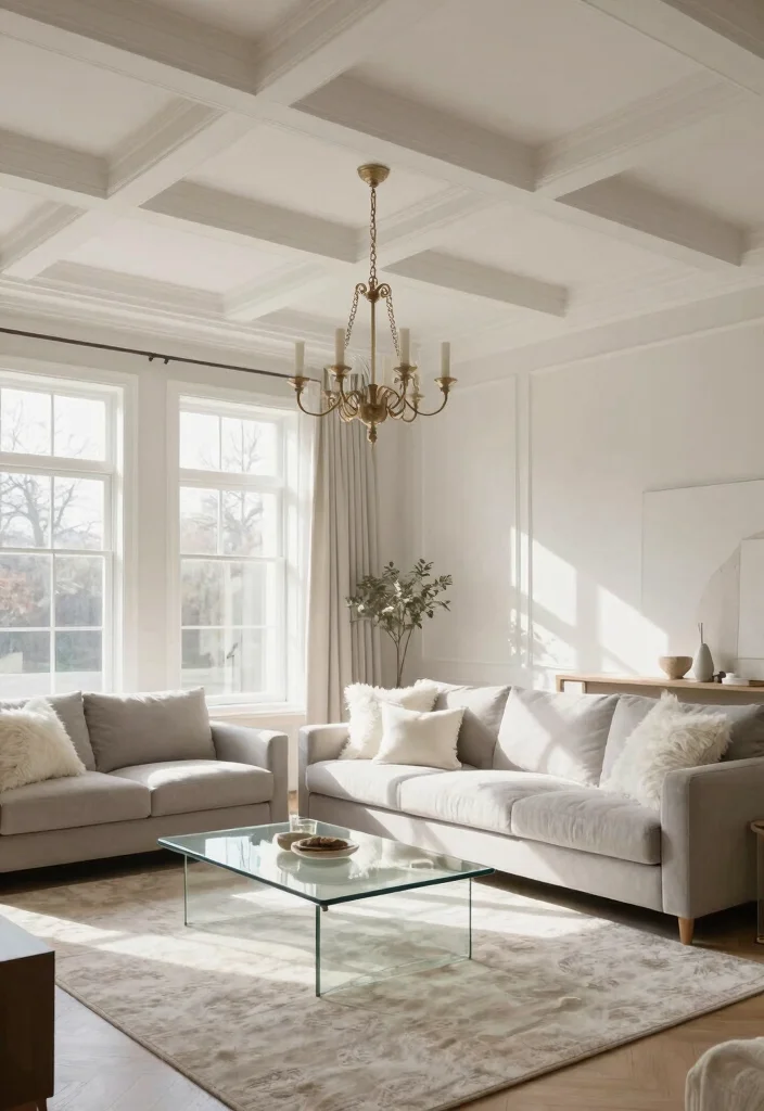 17 Coffered Ceiling Ideas Living Room Designs Are Loving - 1. Classic White Coffered Ceilings 1