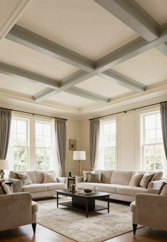 17 Coffered Ceiling Ideas Living Room Designs Are Loving - 13. Coffered Ceilings with Crown Molding 1