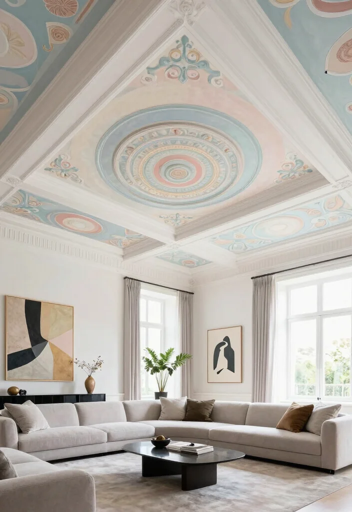 17 Coffered Ceiling Ideas Living Room Designs Are Loving - 15. Coffered Ceilings with Artistic Finishes 1