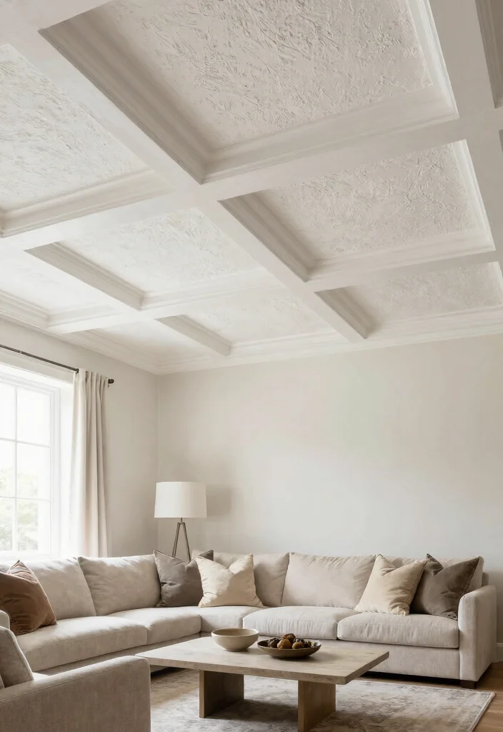 17 Coffered Ceiling Ideas Living Room Designs Are Loving - 16. Coffered Ceilings with Textured Panels 1