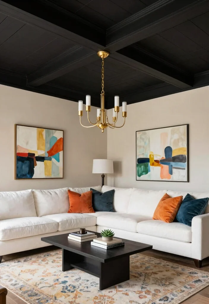 17 Coffered Ceiling Ideas Living Room Designs Are Loving - 2. Bold Black Coffered Ceilings 1