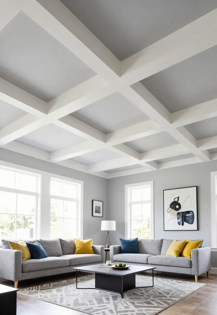 17 Coffered Ceiling Ideas Living Room Designs Are Loving - 4. Two-Tone Coffered Ceilings 1