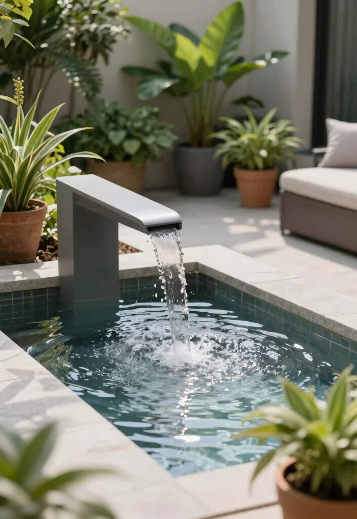 17 Cosy Terrace Ideas That Feel Warm & Inviting - 11. Minimalist Water Features 1