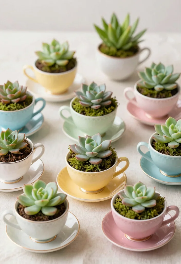 17 Easter Planter Ideas That Feel Fresh & Festive - 13. Miniature Garden in a Teacup 1