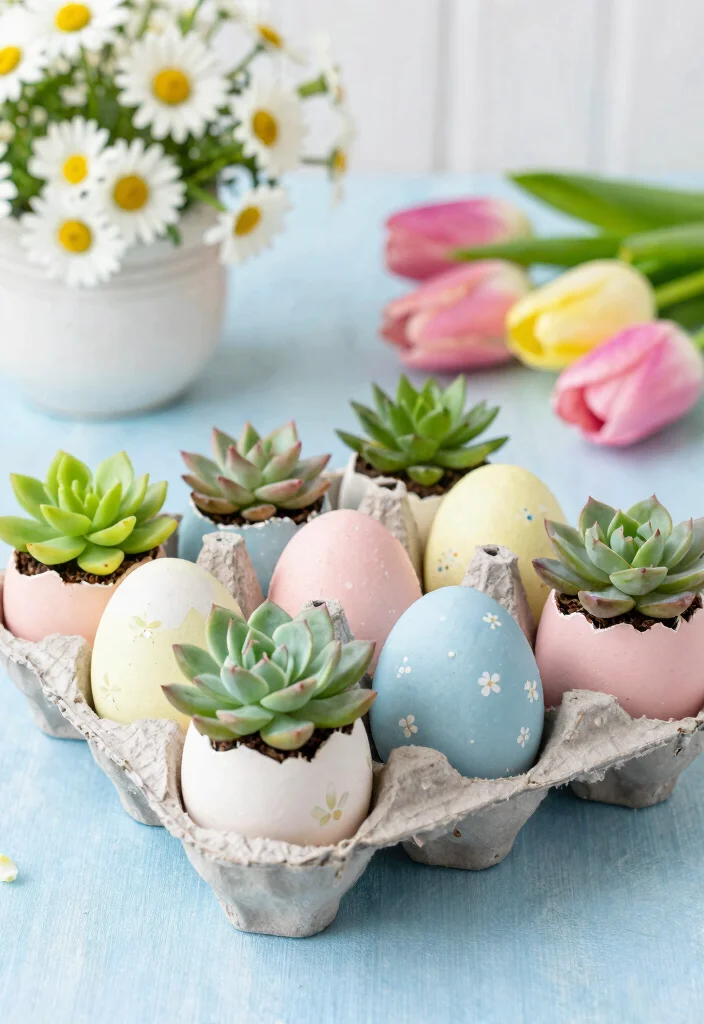 17 Easter Planter Ideas That Feel Fresh & Festive - 3. Succulent Easter Egg Planters 1