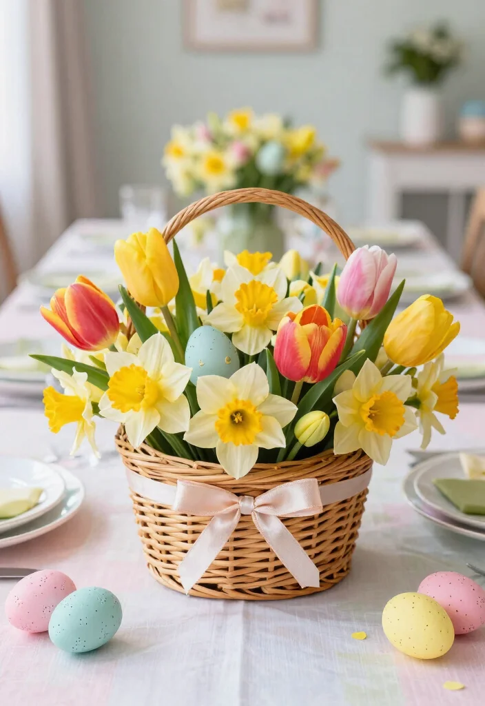 17 Easter Planter Ideas That Feel Fresh & Festive - 8. Easter Basket Centerpieces 1