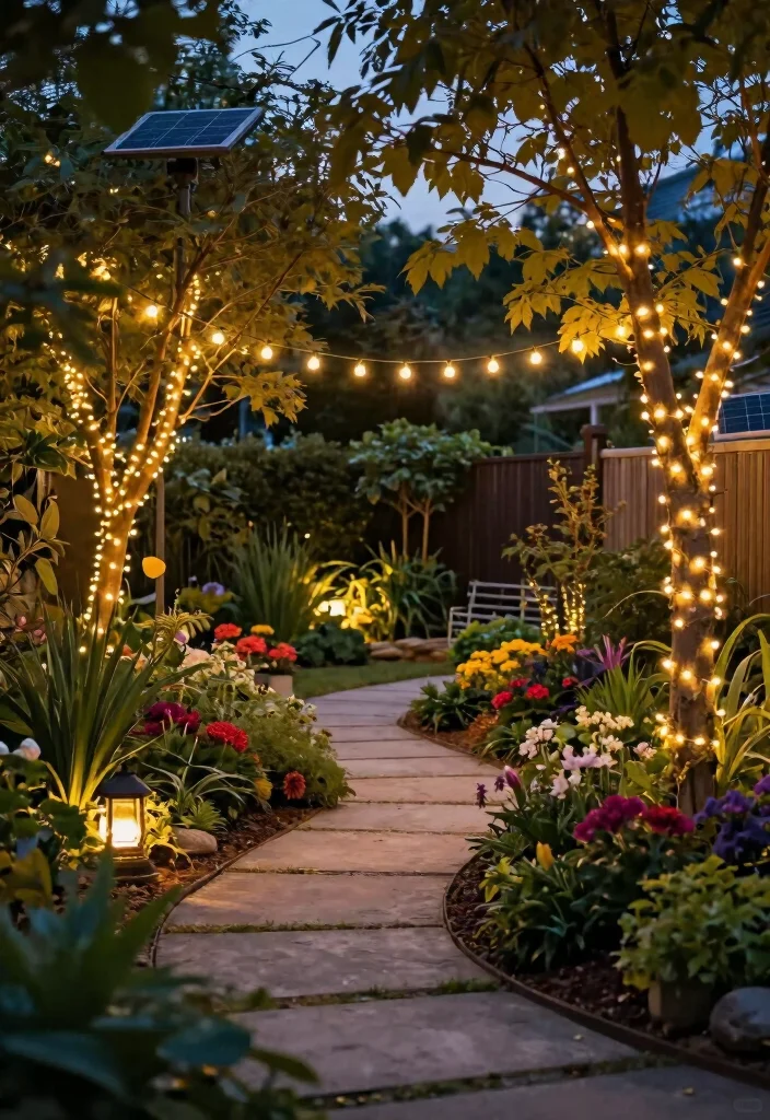 17 Landscape Ideas Backyard Makeovers That Wow Instantly - 7. Eco-Friendly Lighting: Illuminate Sustainably 1