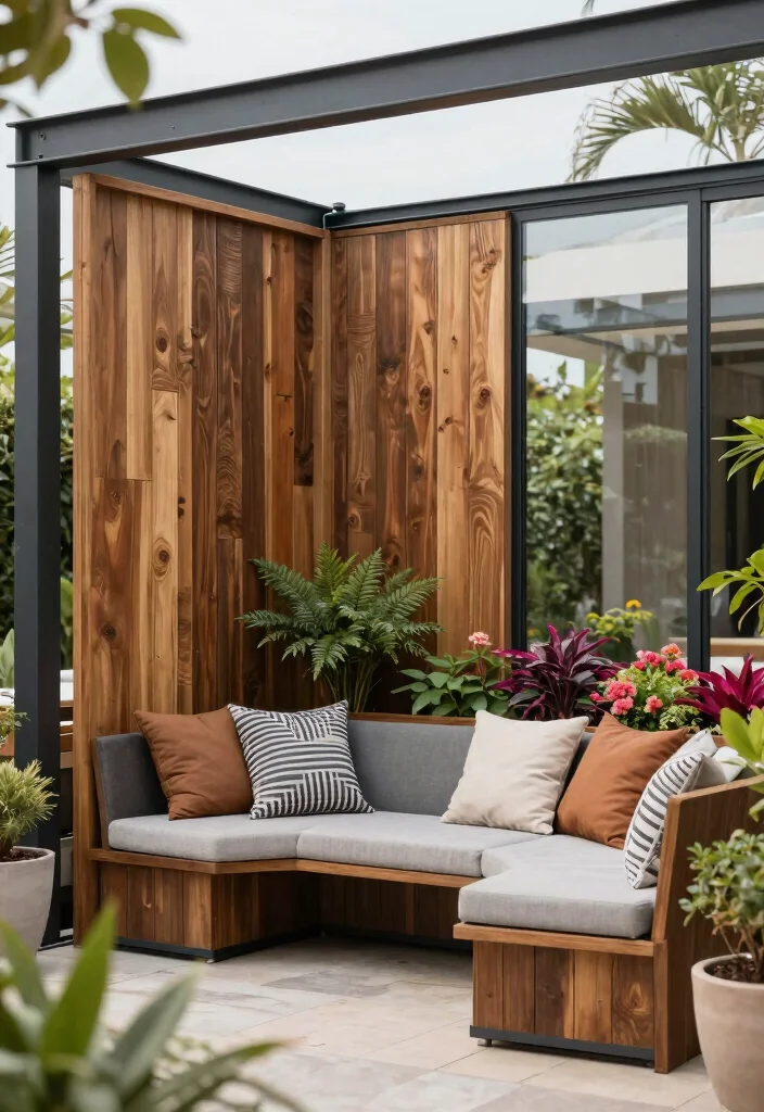 17 Privacy Panels Outdoor Patio Ideas for a Secluded Escape 55 17 Privacy Panels Outdoor Patio Ideas for a Secluded Escape - 15. Mixed Material Privacy Screens 1