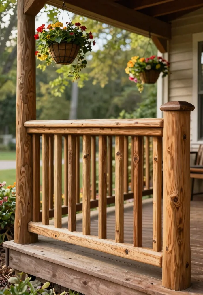 17 Wood Porch Railing Ideas That Add Classic Charm - 1. Classic Cedar Wood Railing 1