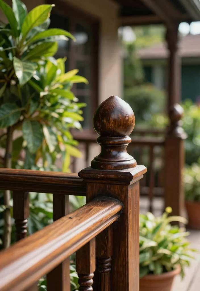 17 Wood Porch Railing Ideas That Add Classic Charm - 12. Decorative Railing Finials 1