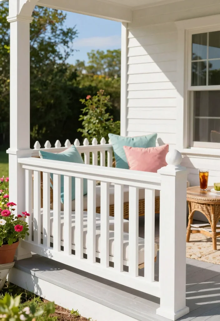 17 Wood Porch Railing Ideas That Add Classic Charm - 3. Painted White Picket Railing 1