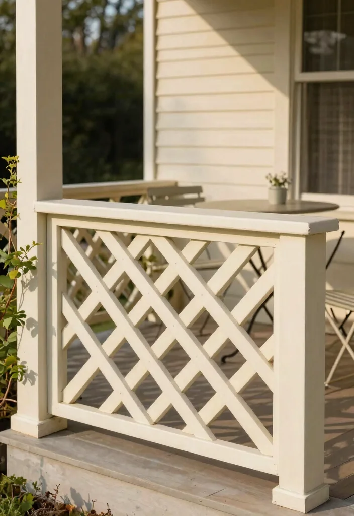 17 Wood Porch Railing Ideas That Add Classic Charm - 5. Lattice Railing 1