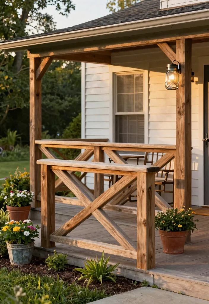 17 Wood Porch Railing Ideas That Add Classic Charm - 6. Farmhouse Style Railing with X Braces 1