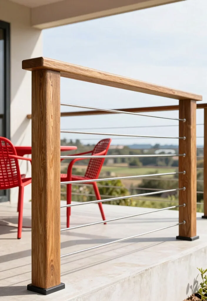 17 Wood Porch Railing Ideas That Add Classic Charm - 7. Mixed Material Railing 1