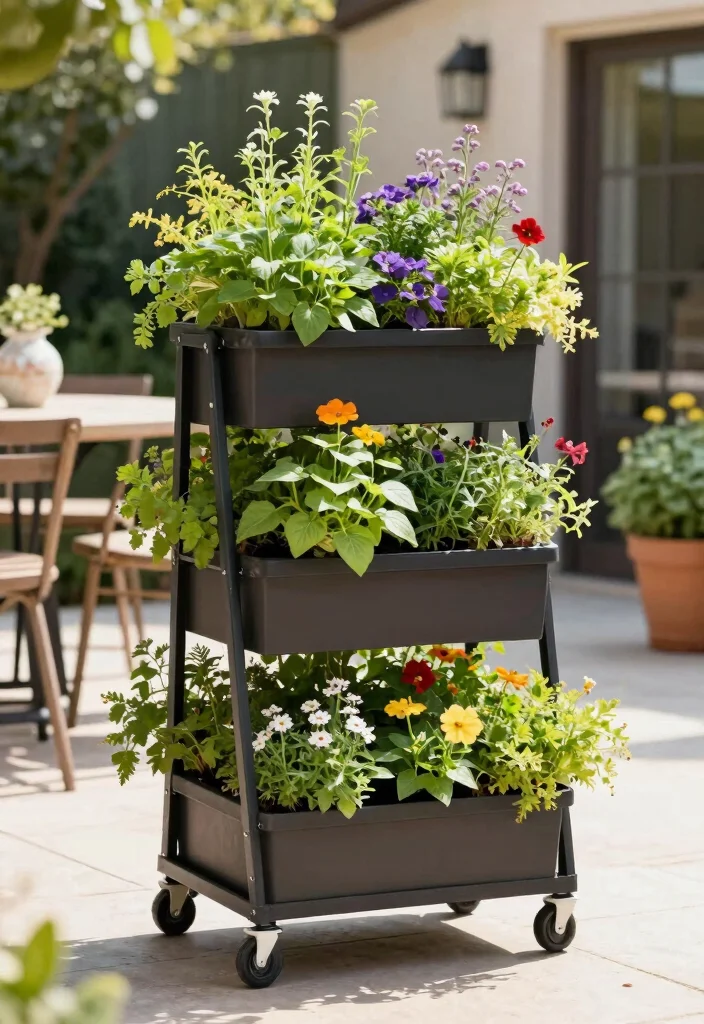18 Garden Planter Boxes Ideas for a Stunning Display - 12. Vertical Garden Planter with Wheels 1