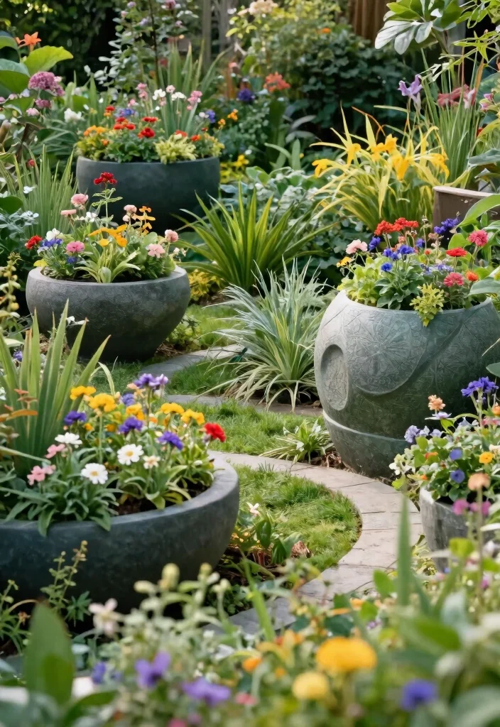 18 Garden Planter Boxes Ideas for a Stunning Display - 16. Unique Sculptural Planters 1