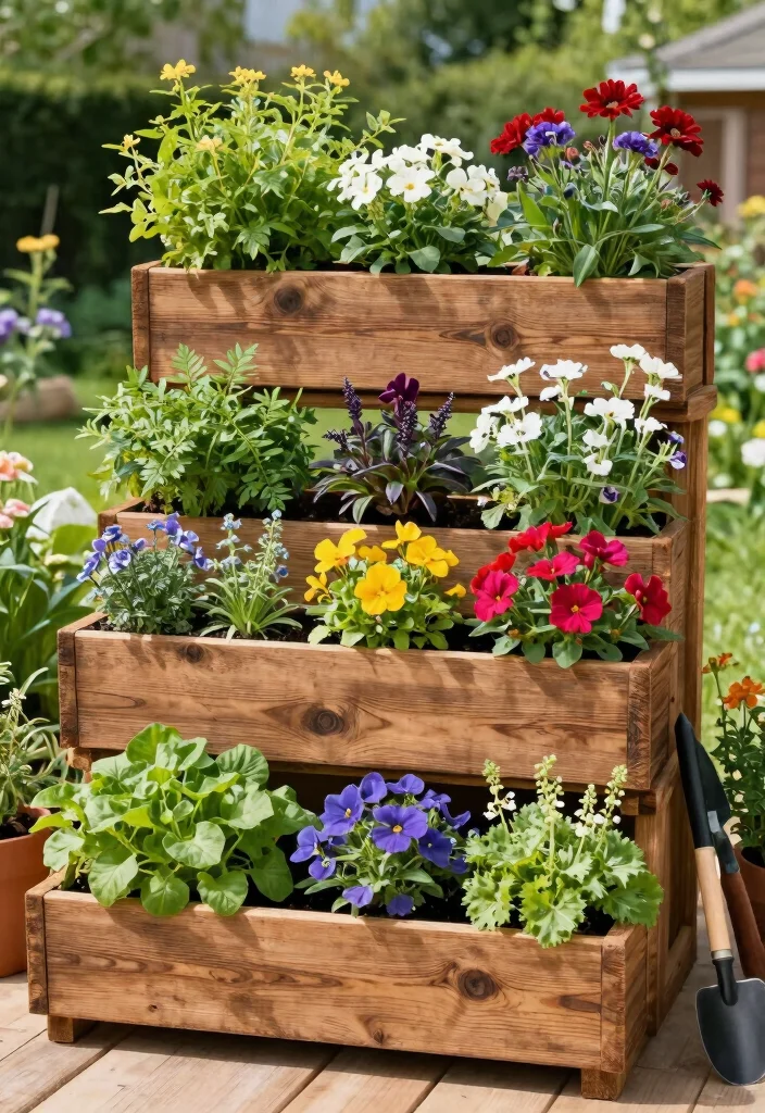 18 Garden Planter Boxes Ideas for a Stunning Display - 6. Stacked Planter Boxes 1