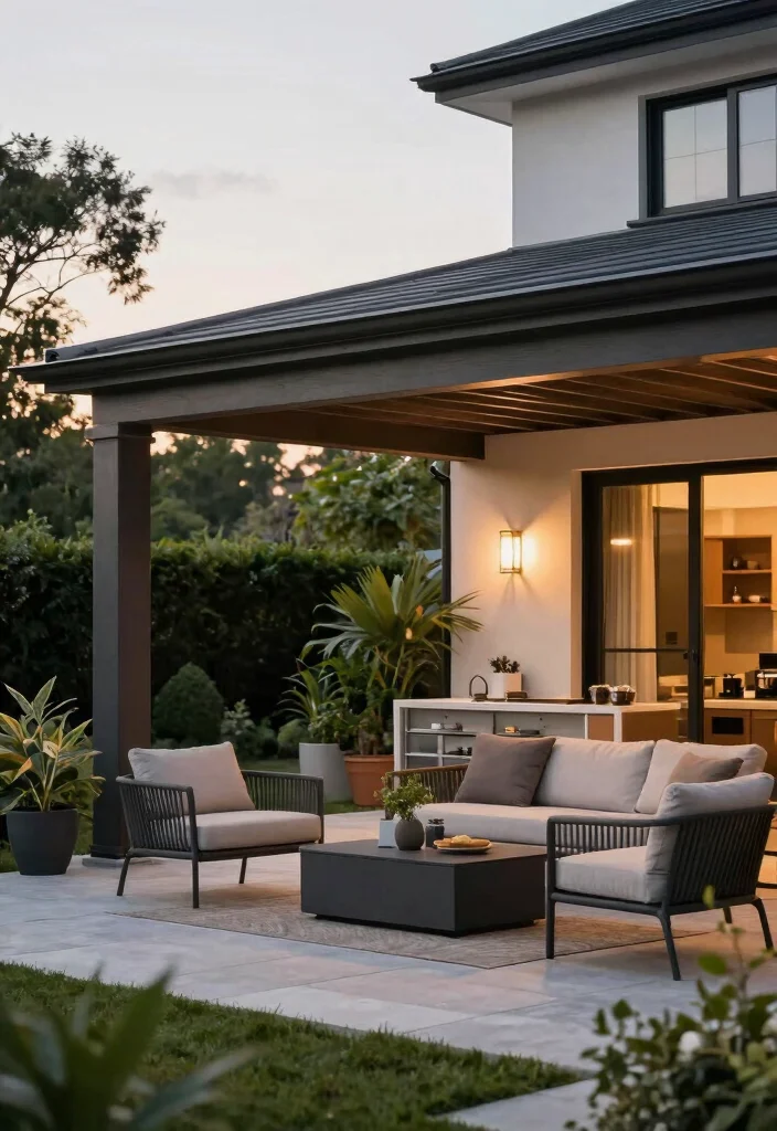 18 Outdoor Covered Patio Ideas for Stylish Shade - 10. Stylish Roof Extensions 1