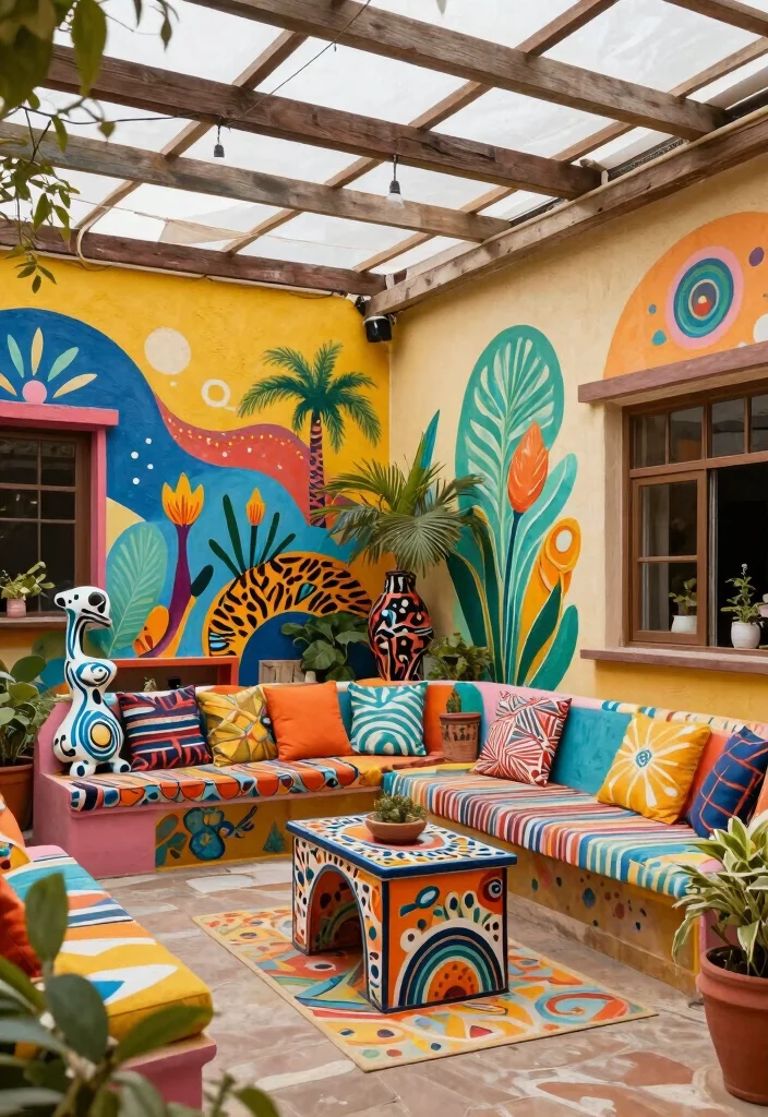 18 Outdoor Covered Patio Ideas for Stylish Shade - 18. Artistic Expression 1